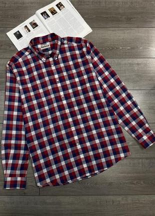 Фирменная рубашка в клетку barbour men's gingham 25 long sleeve shirt red