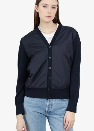 Moncler navy nylon/сotton tricot cardigan size м