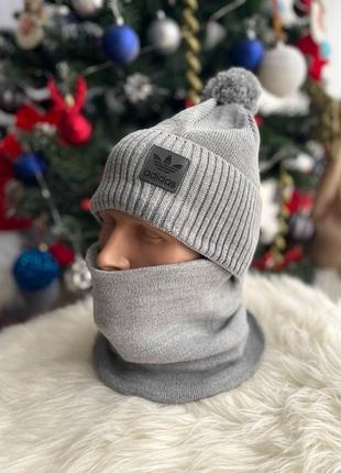 Шапка с брендовым лого adidas/stone island