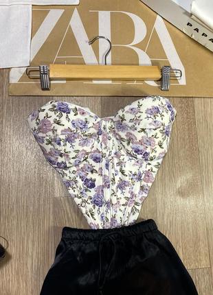 Корсетний топ в квітковий принт shein