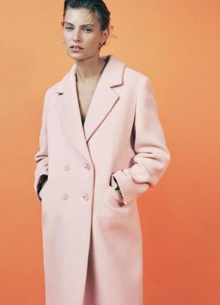 Рожеве пальто жіноче вовняне zara new