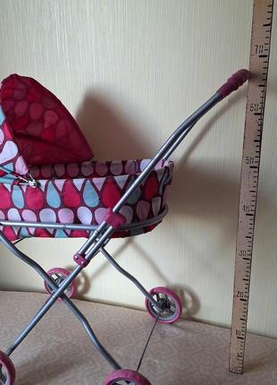 Коляска кукольная розовая для куклы пупса беби борд baby born 42см