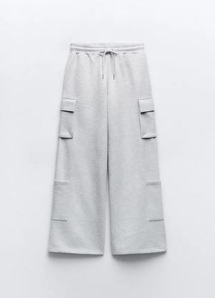 Широкие спортивные штаны карго с начесом zara - s, m