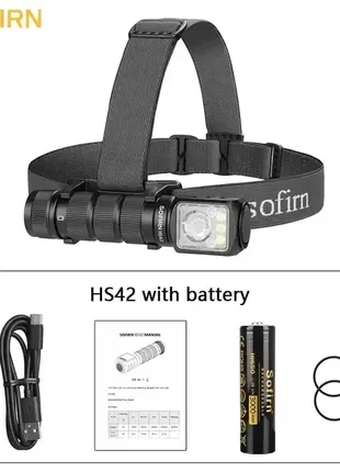 Фонарь налобный sofirn hs42 sst40 6000-6500k + аккумулятор 18650 3000mah black