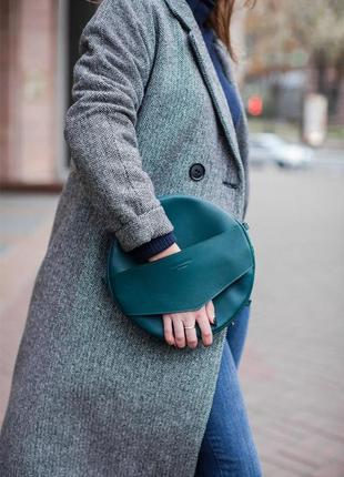 Кругла сумка-рюкзак maxi малахіт - зелена4 фото