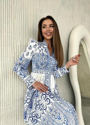 Білий святковий, коктейльна, вечірня жіноча довга ошатна святкова біло-синя сукня максі