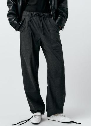 Штани джогери з фетровою текстурою zara - xs, s, m - темно сірі