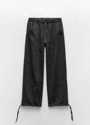 Брюки джоггеры с фетровой текстурой zara - xs, s, m - темно серые5 фото