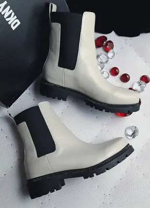 Dkny оригінал шкіряні світло-бежеві черевики челсі