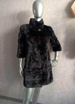 Норкова шуба, шубка, жилет. чорна. 85 см