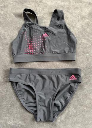 Купальник роздільний спортивний adidas сірий