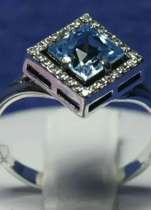 Срібна каблучка з блакитним цирконієм 11096г