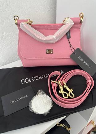 Брендова шкіряна сумка sicily натуральна шкіра кожа рожева сумочка люкс дольче