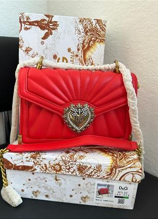 Брендова шкіряна сумка d&g натуральна шкіра кожа червона сумочка люкс дольче