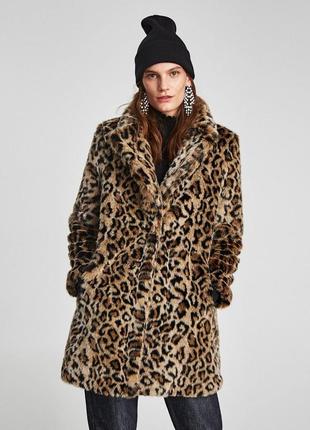 Леопардова шубка пальто zara