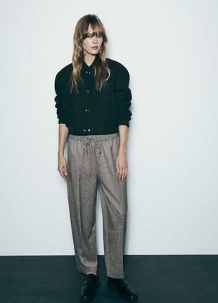 Серые брюки с эластичным поясом zara - s, m, l
