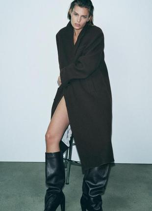 Двубортное пальто женское коричневое zara new