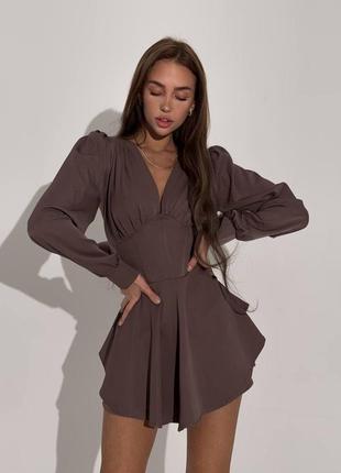 Классный шоколадный комбинезон-платье