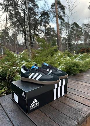 Черные кожаные спортивные мужские кроссовки adidas samba