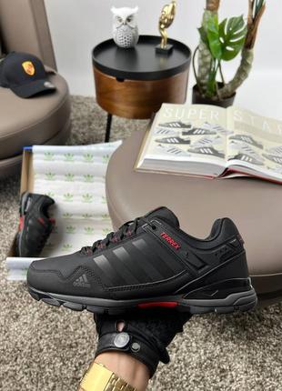 Кросівки adidas terrex nubuk black red на термопідкладці gore-tex