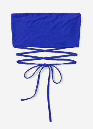 Топ синий длинные завязки shein размер хс-с
