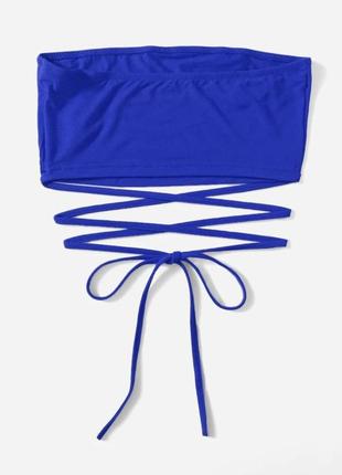 Топ синий длинные завязки shein размер хс-с
