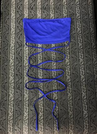 Топ синий длинные завязки shein размер хс-с