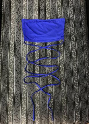 Топ синий длинные завязки shein размер хс-с