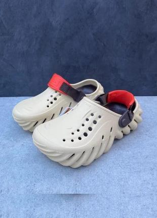Крокс экхо клог бежевые (кунжутные) crocs w10 echo clog sesame