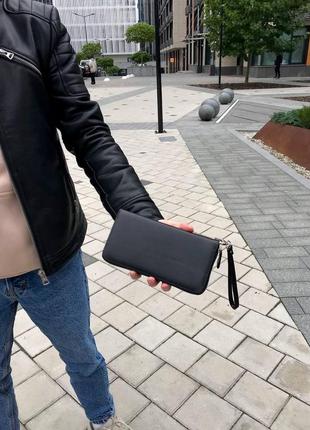 Кошелек портмоне клатч кожаный черный2 фото