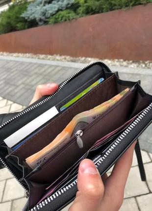 Кошелек портмоне клатч кожаный черный4 фото