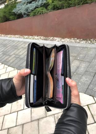 Кошелек портмоне клатч кожаный черный5 фото