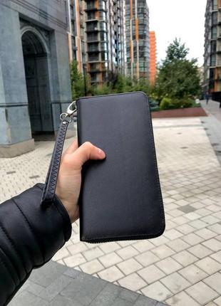 Кошелек портмоне клатч кожаный черный