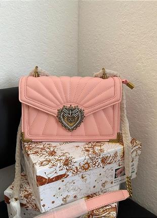 Брендова шкіряна сумка натуральна шкіра кожа рожева сумочка люкс дольче