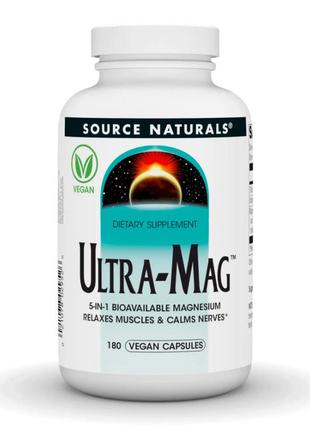 Комплекс з магнієм ultra-mag для дорослих у таблетках, ультрамаг, source naturals, 180 капсул