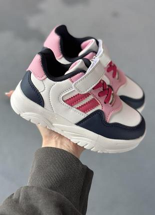 Детские кожаные демисезонные кроссовки на шнурках и липучке