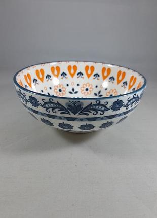 Тарелка "мандала. оранжево синяя" керамика