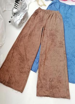 Довга шикарні широкі штани-палаццо принт мармур висока посадка з кишенями правильний розкрій не обро