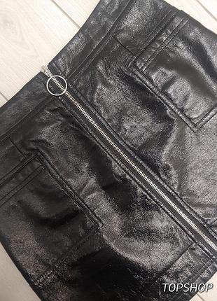 Юбка виниловая на молнии с карманами 1+1=3🎁на все❗