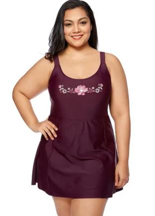 Незрівнянний фірмовий суцільний купальник плаття з квітковою аплікацією супер батал delimira