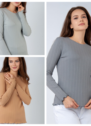 Жіночий джемпер рубчик, гарний лонгслів рубчик, жіноча блуза, батнік жіночий
