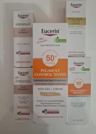 Набор против пигментации кожи солнцезащитный гель-крем для лица eucerin pigment control spf 50+