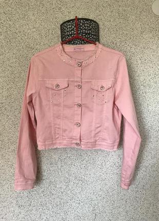 Укорочений джинсовий жакет для дівчат на ріст 158/164 см