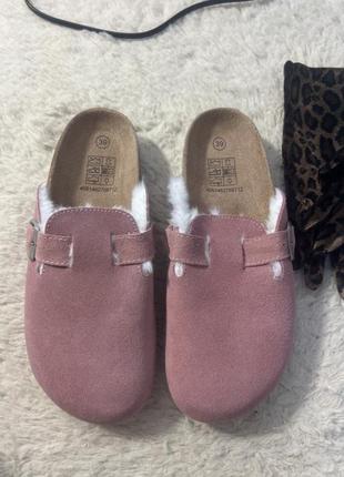 Шлепанцы мюли замшевые