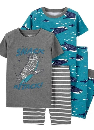 Carters комплект набор хлопковых пижам из 2 шт картерс пижама shark
