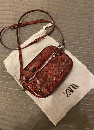 Zara красивая маленькая кросс-боди красно в змеиный принт