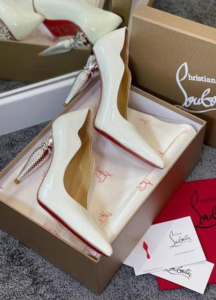 Туфли cuir verni лабутены лаковая кожа серебряный, золотой каблук