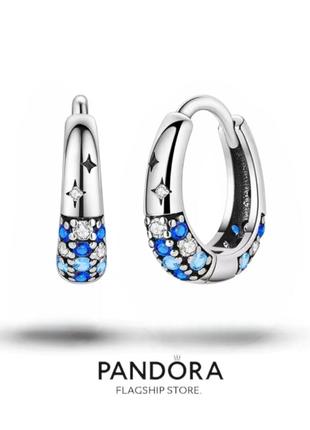 Серьги серебро с фианитами оригинальные маленькие стильные кольца silver_pandora original ♥️