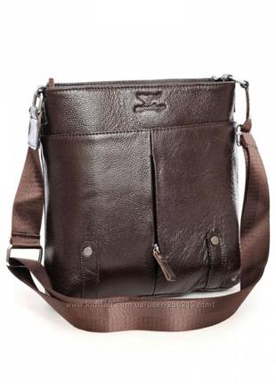 Кожаная мужская сумка, цвет кофе, натуральная кожа