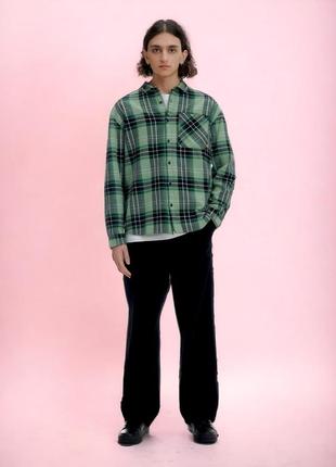 Чоловіча сорочка "grid" зелена. розмір 44